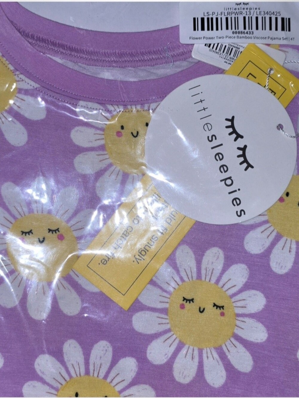 Little Sleepies Flower Power Long Sleeve Pajama Set 4T NIB